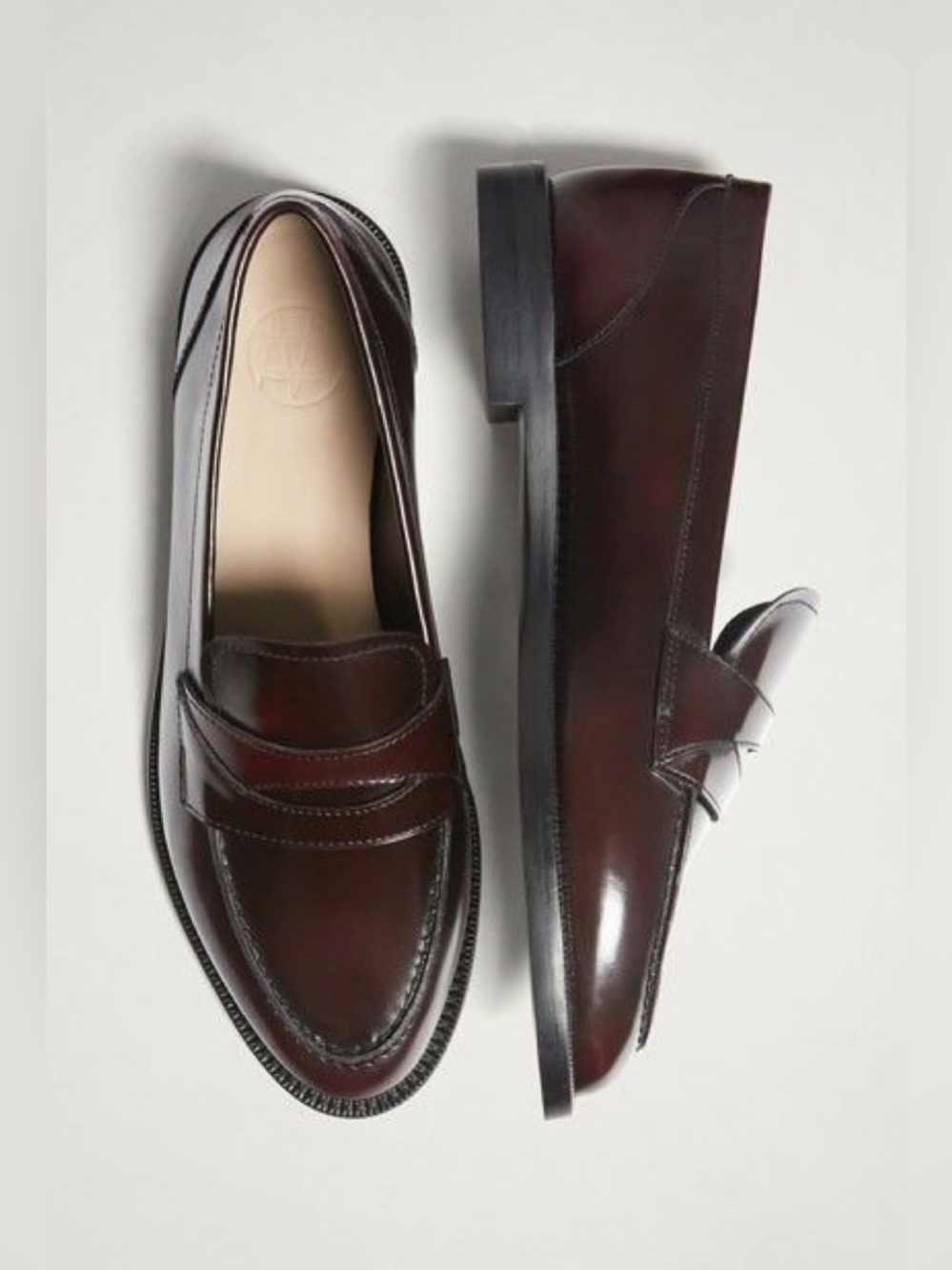 Massimo dutti classic leather Penny Loafers in Burgundy